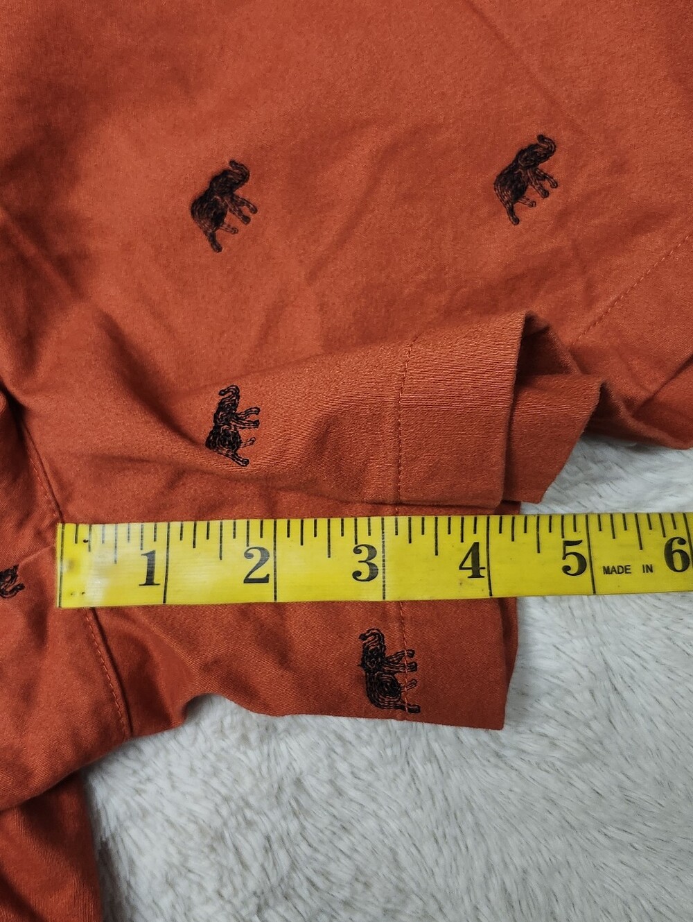 • Cambrige Women's Size 8 Orange Embroidered Elephants Flat Front Chino Shorts - Picture 9 of 9
